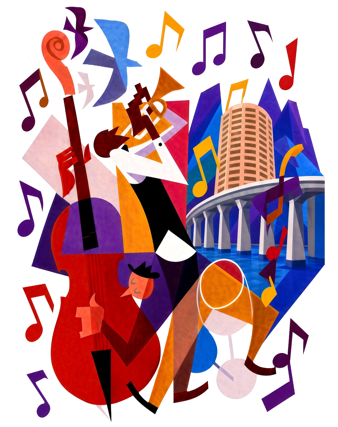 Abstract jazz and music illustration