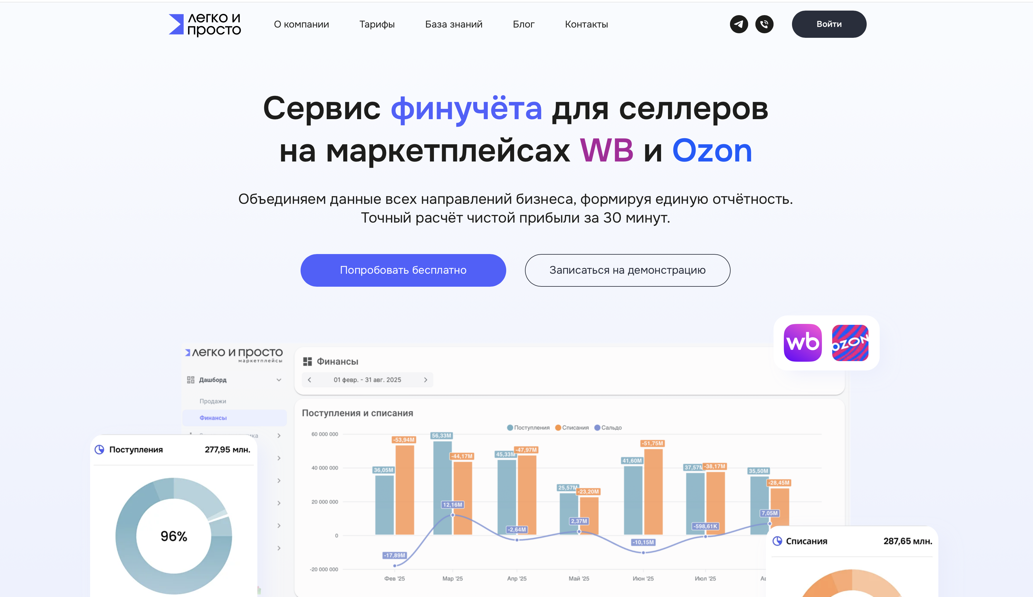 Первый экран сайта Легко и просто