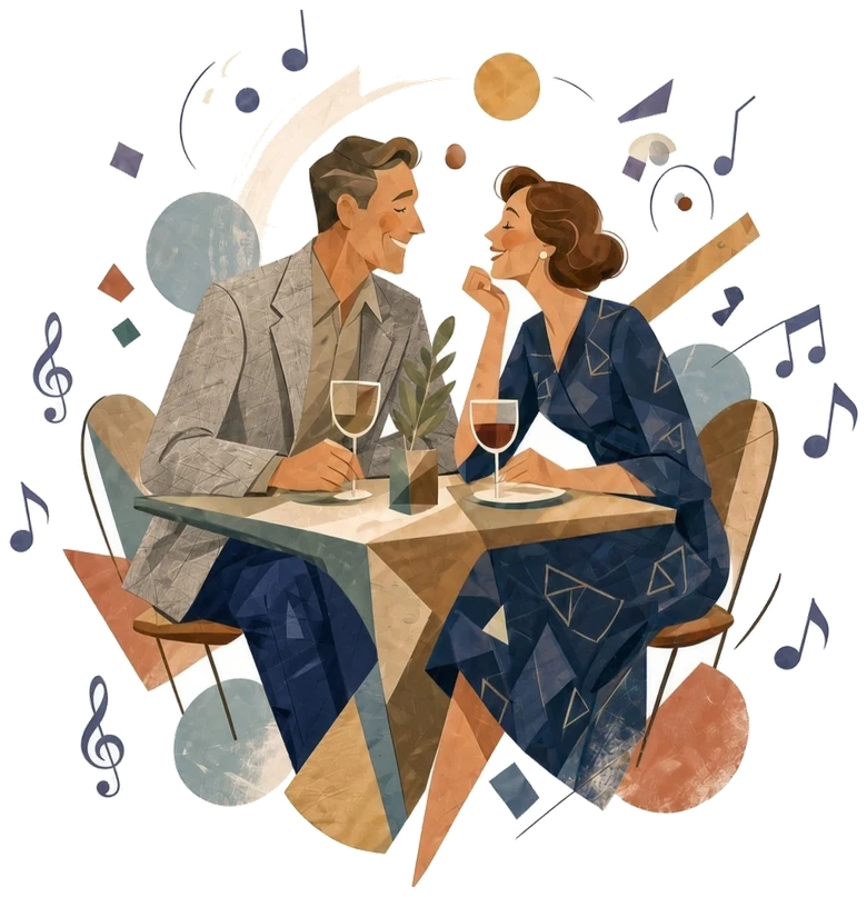 Couple enjoying conversation over dinner