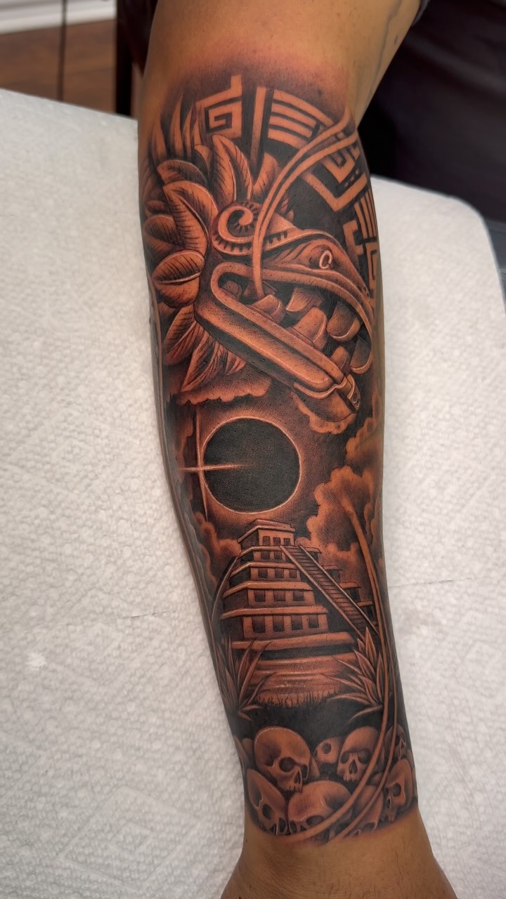 Aztec imagery artwork by Luis Cano