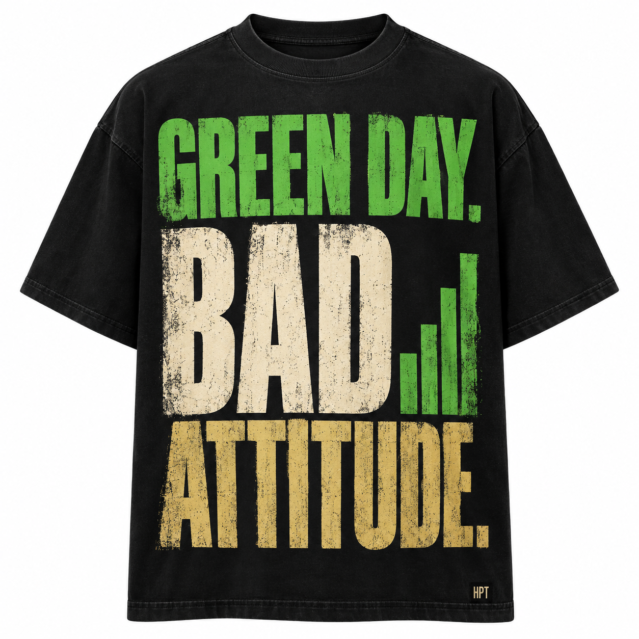Black HPT green day bad attitude tee