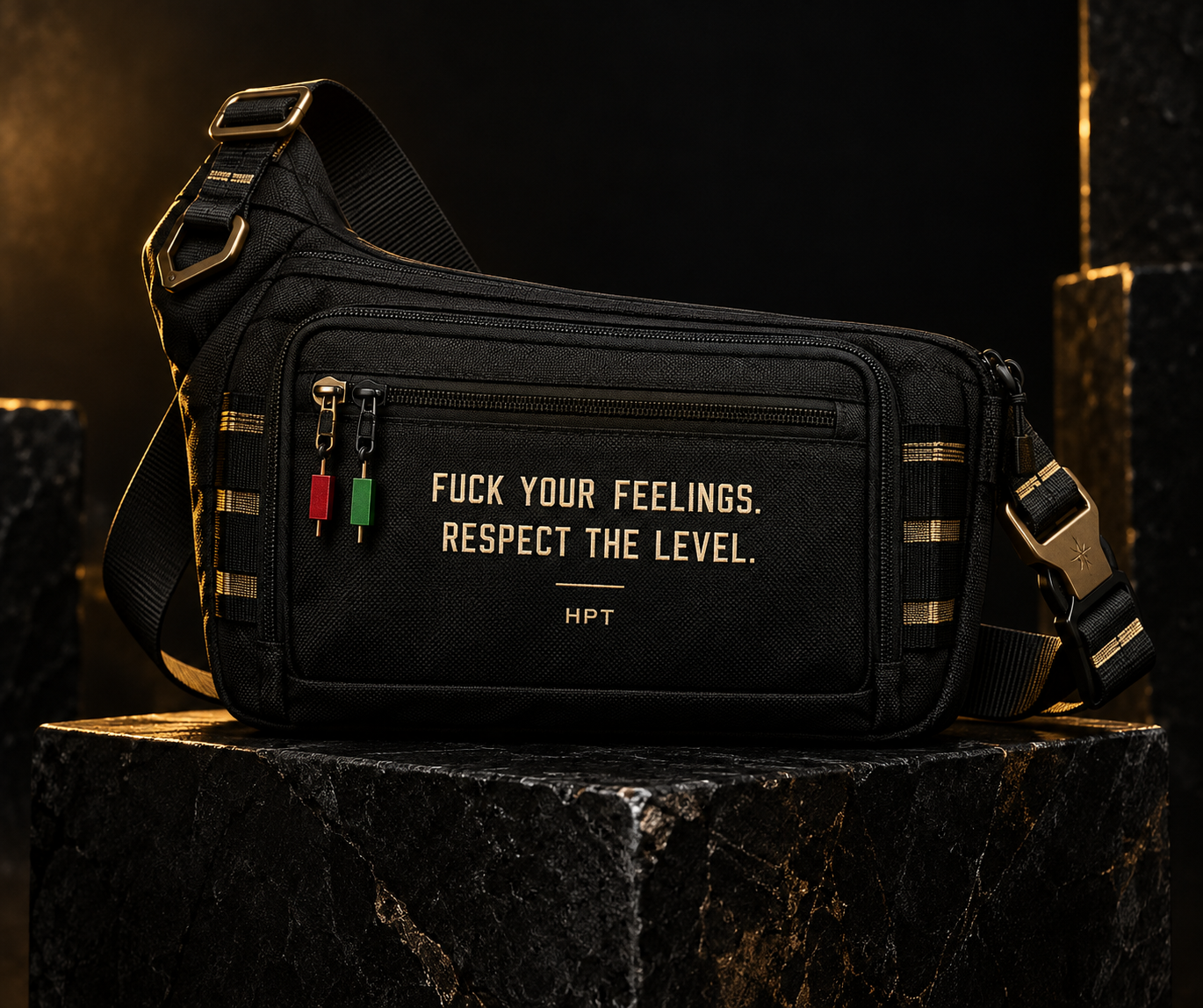 Black Respect the Level HPT sling bag