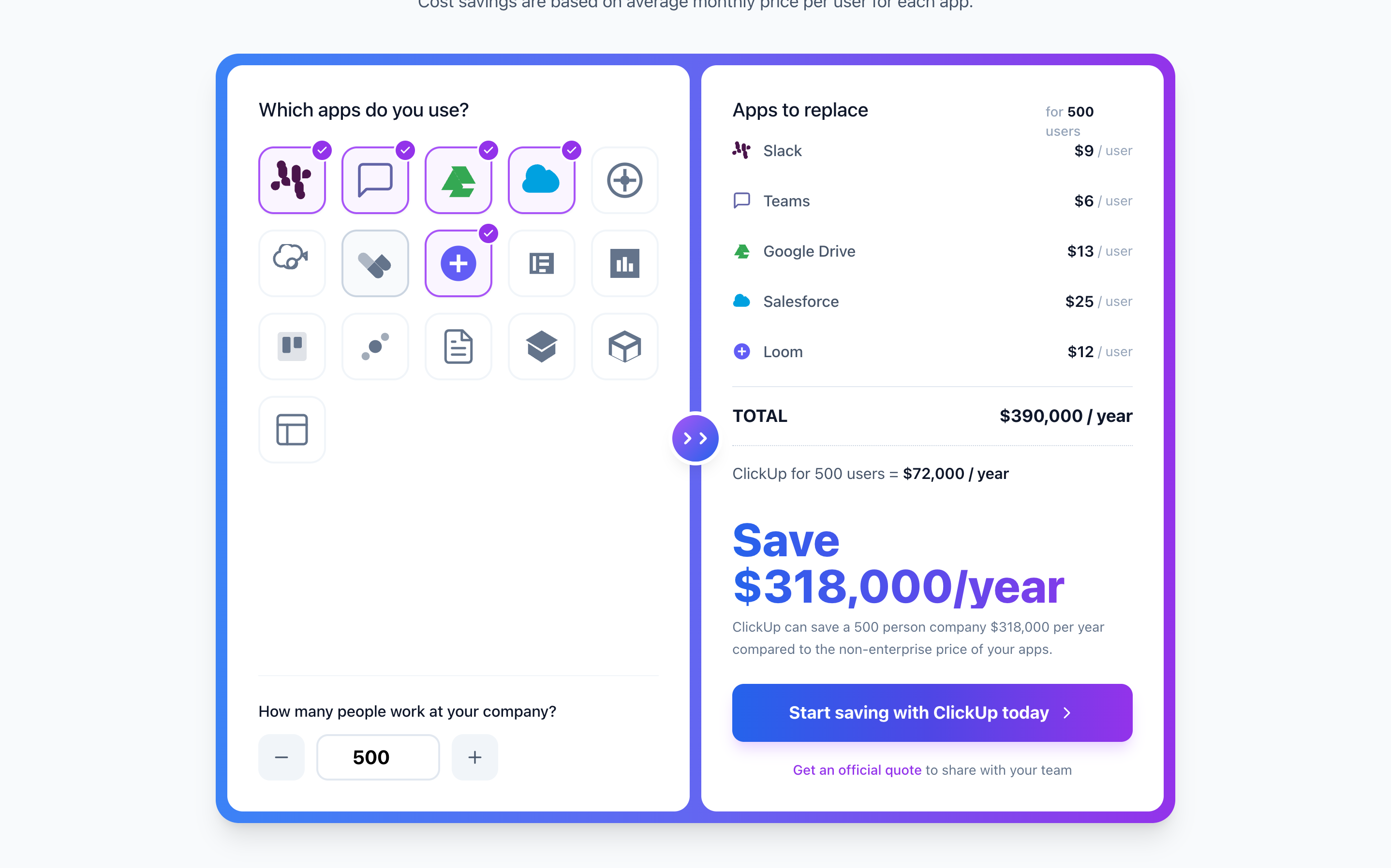 ClickUp Pricing Calculator preview