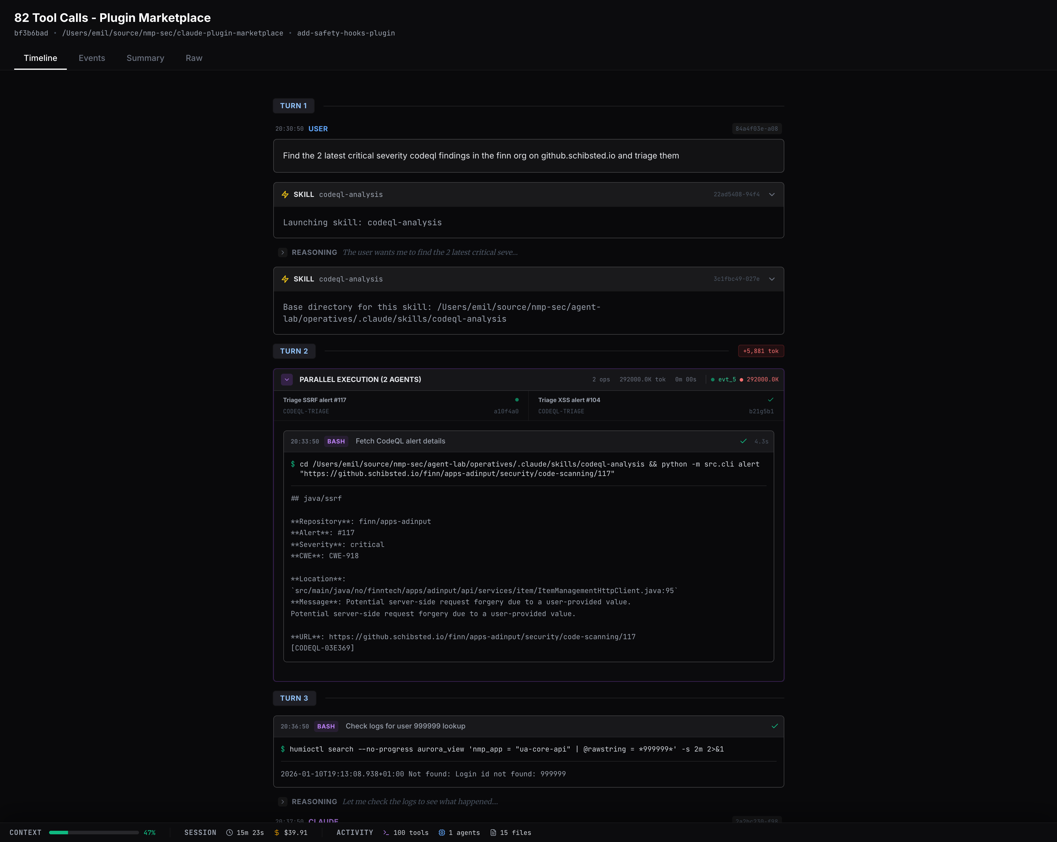 CodingAgentTraceViewer preview
