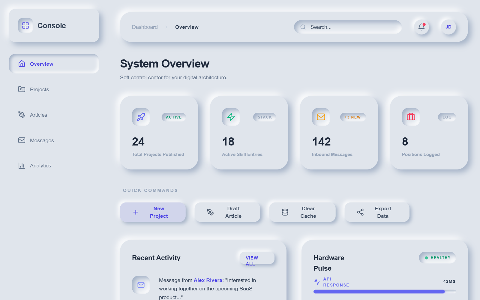 Modern Neumorphic Dashboard — Dynamic Animations preview