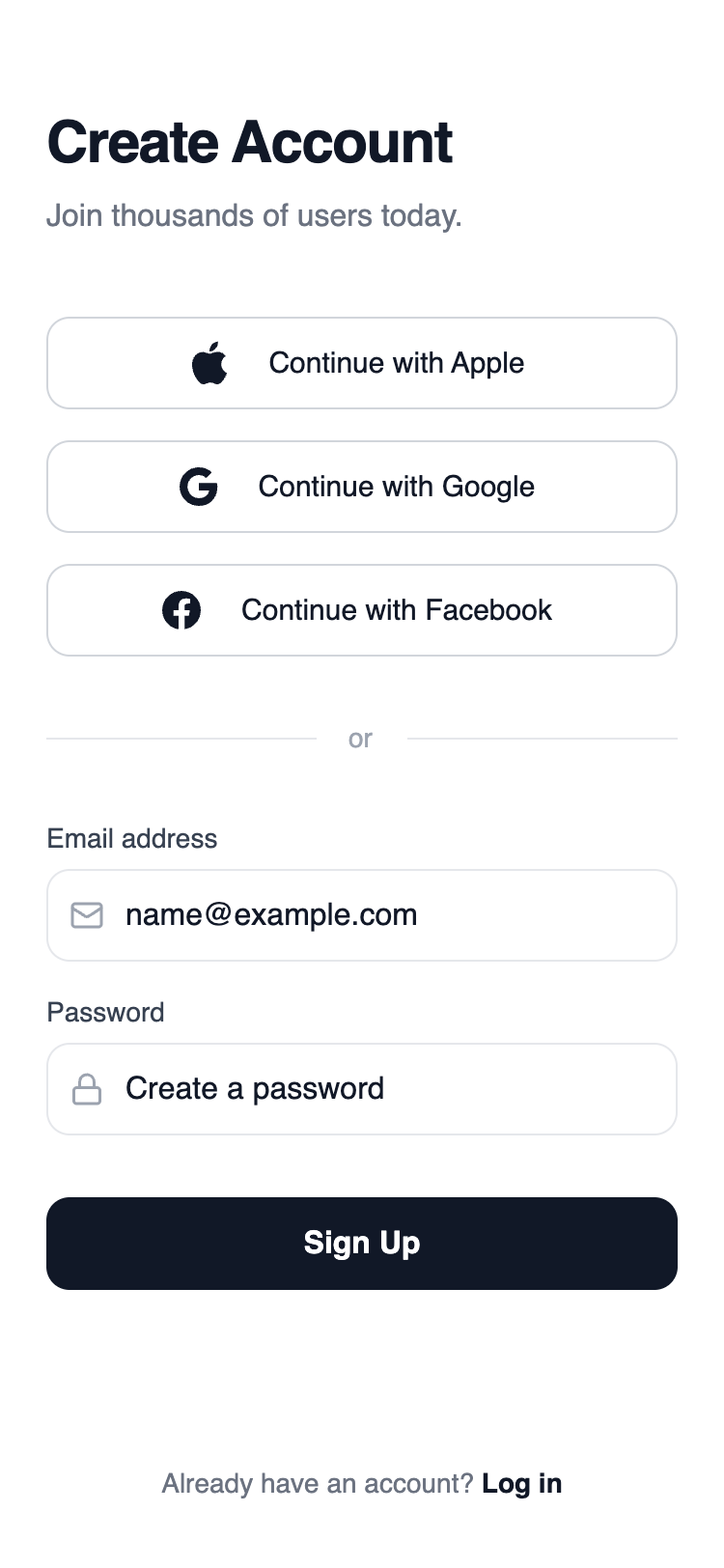 Social first sign up preview