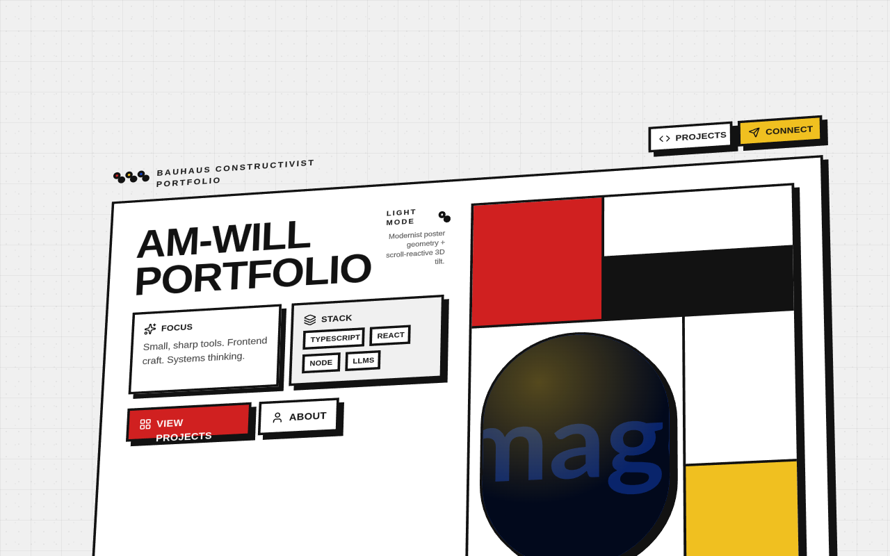 Bauhaus Tilted Portfolio — Fixed Content & Full Parallax Plane preview