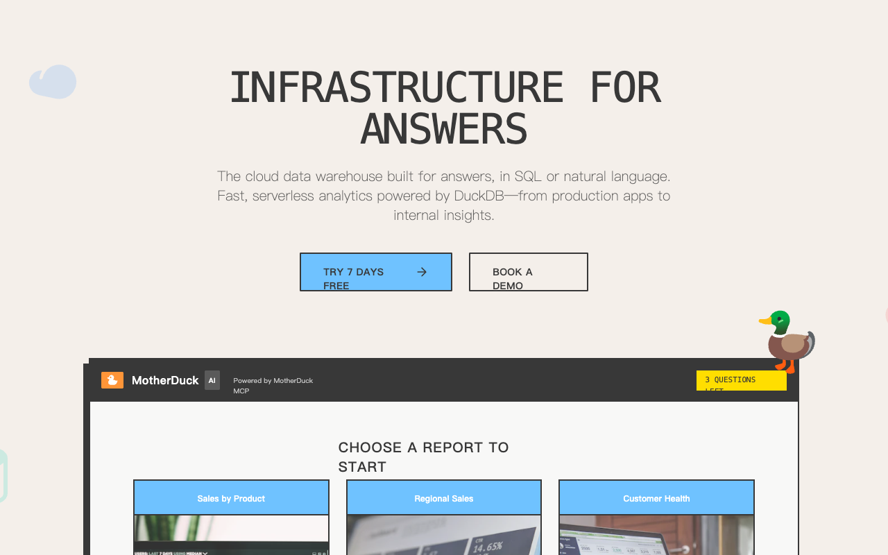 MotherDuck SaaS Landing Page preview