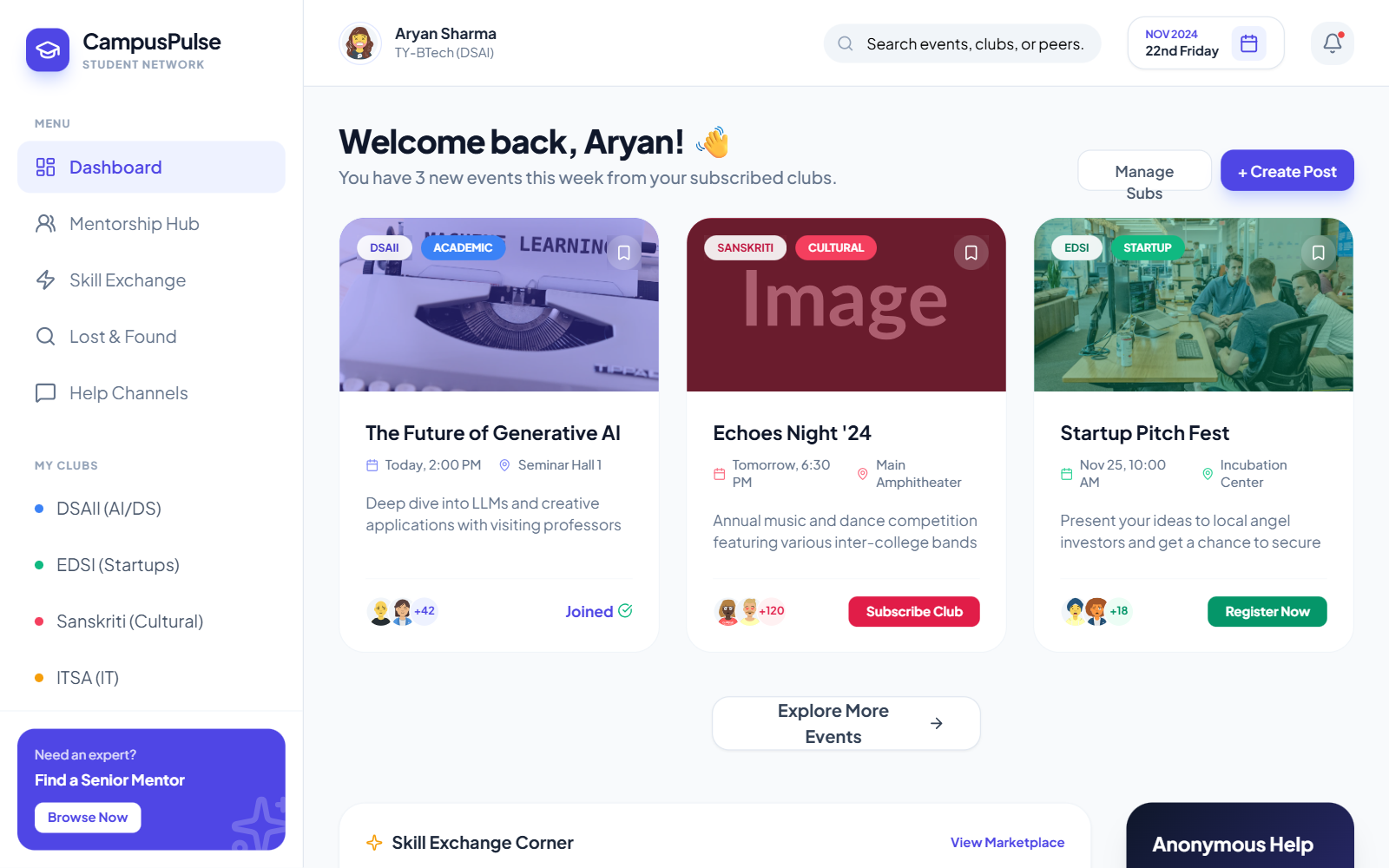 Interactive Event Calendar & Sidebar preview