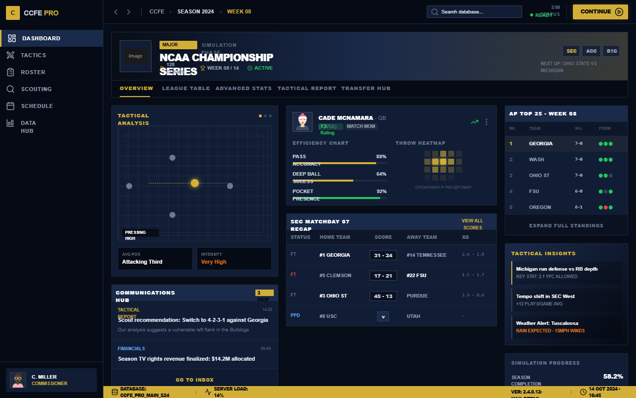 CCFE League Dashboard - Ultra Detail FM Edition preview