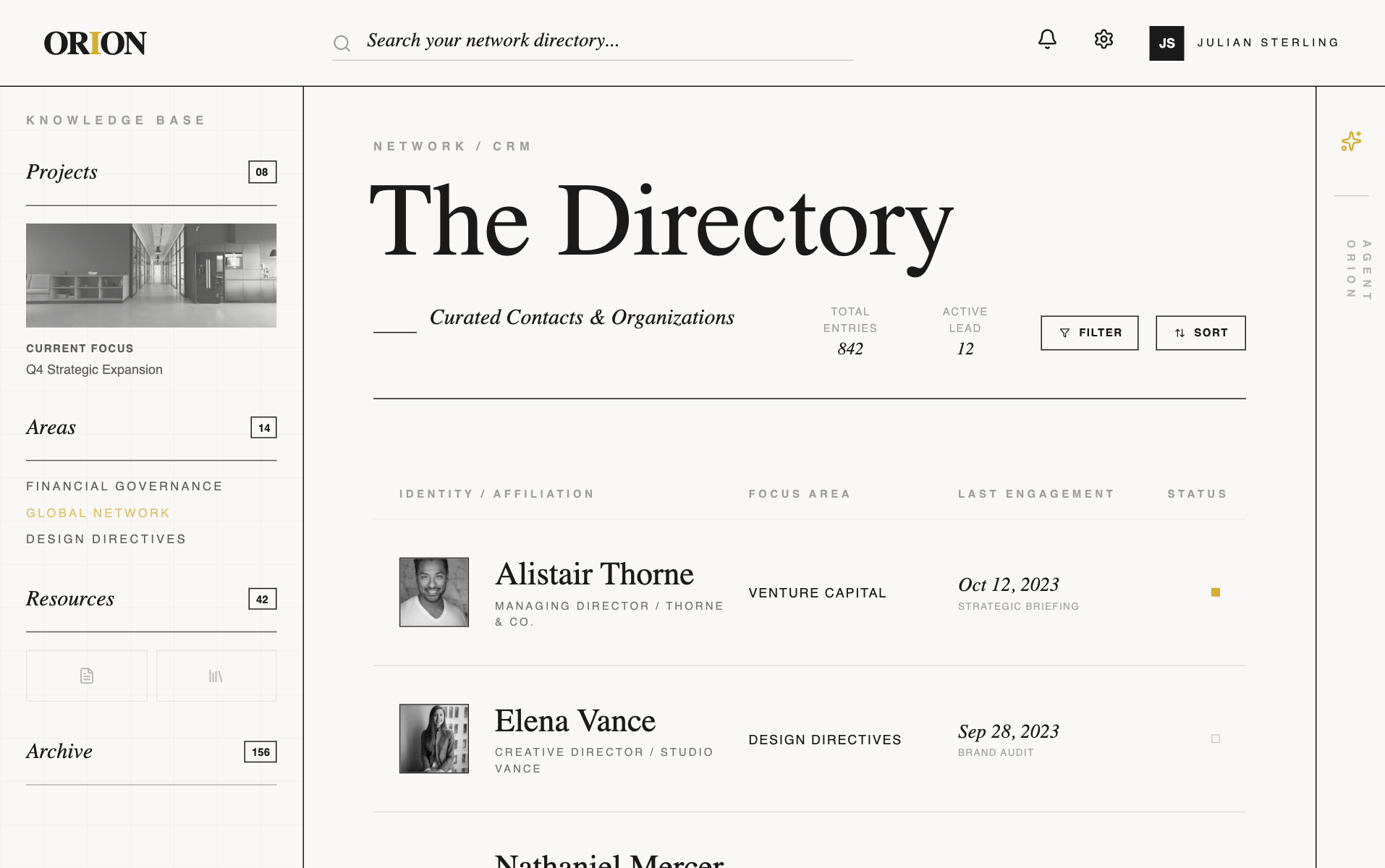 Orion | Contacts List preview