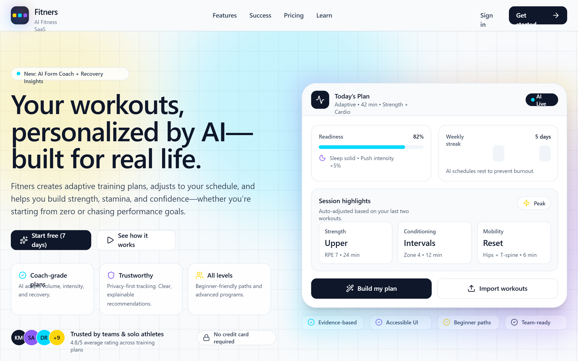 Fitners — AI Fitness SaaS Homepage preview