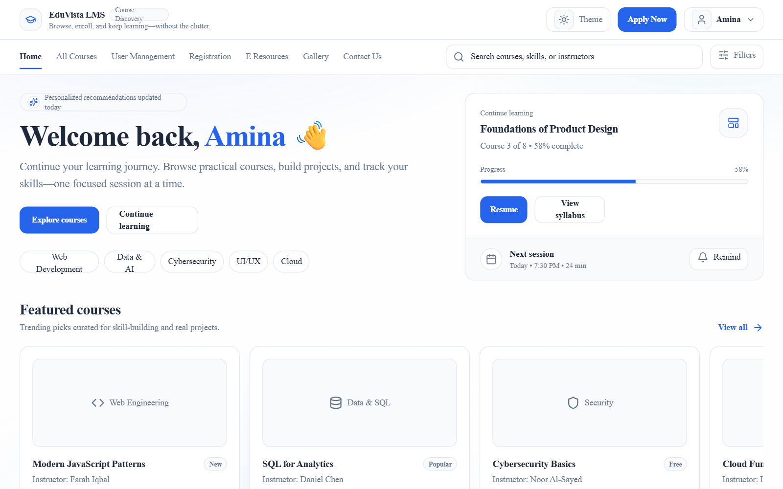 Modernized LMS Course Discovery preview