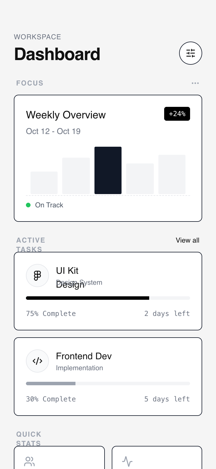 Modular Card Dashboard preview