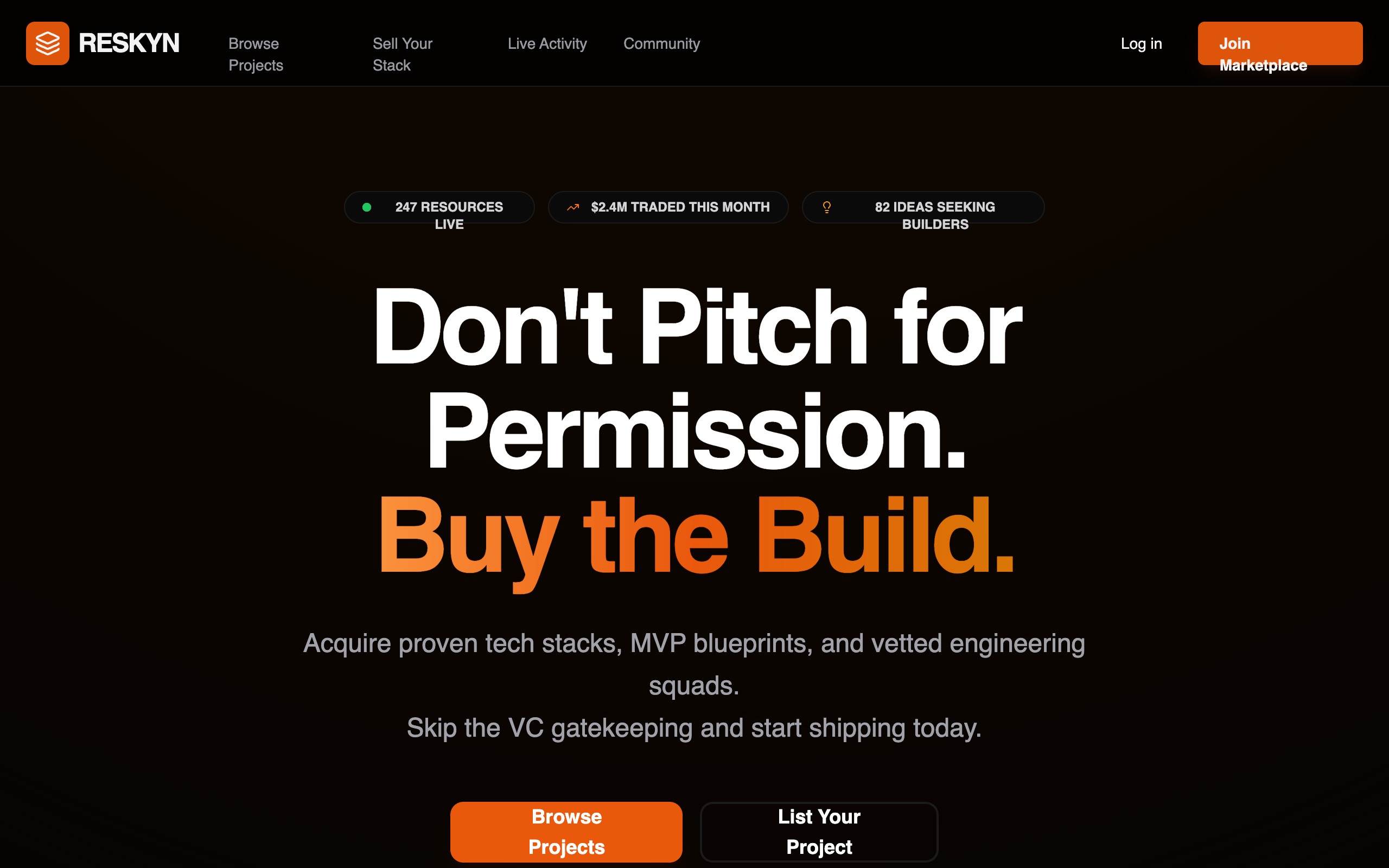 Reskyn Marketplace Homepage preview