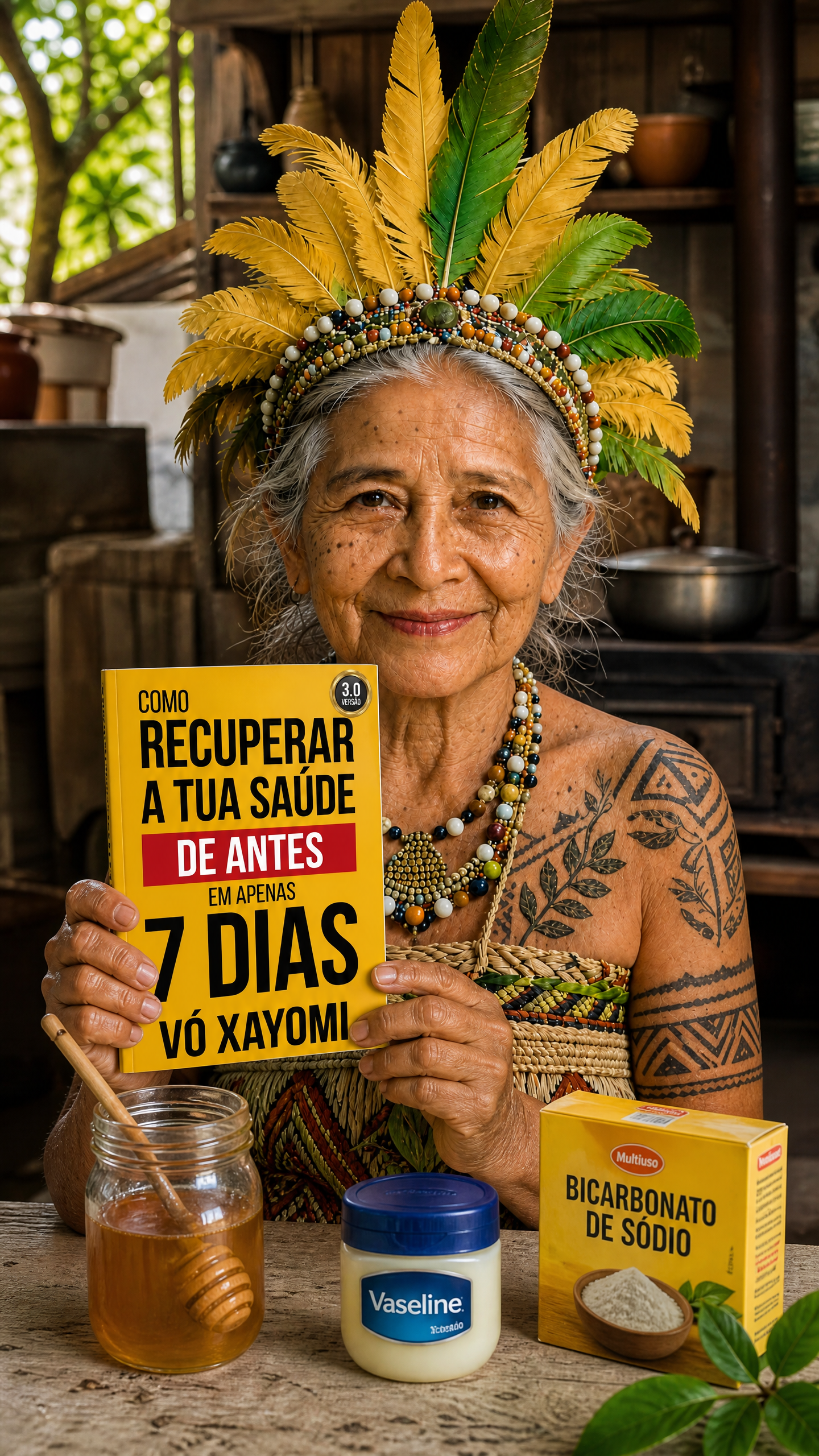 Vó Xayomi com o livro - Sabedoria Ancestral
