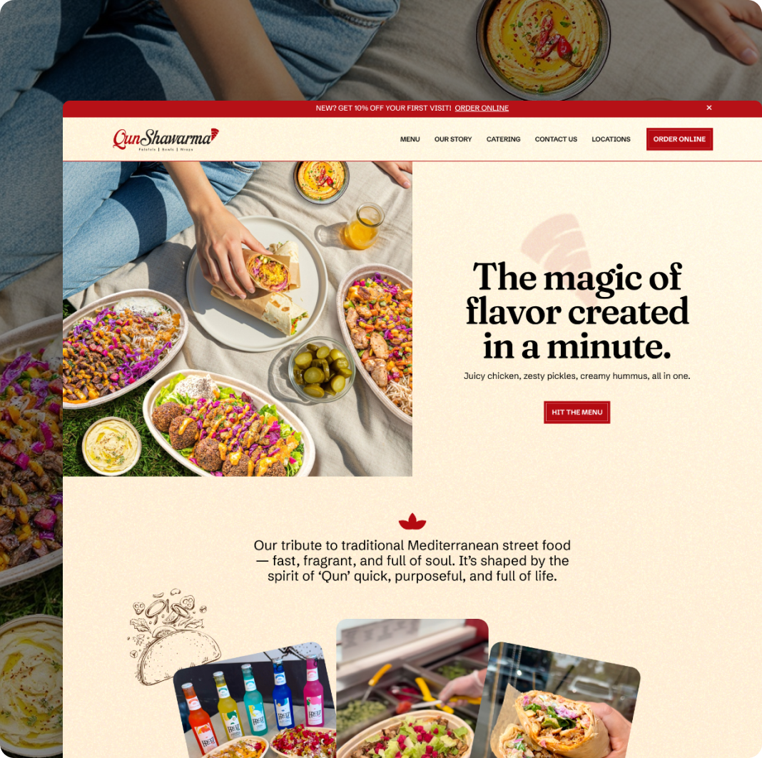 Custom Qun Shawarma Website Mockup