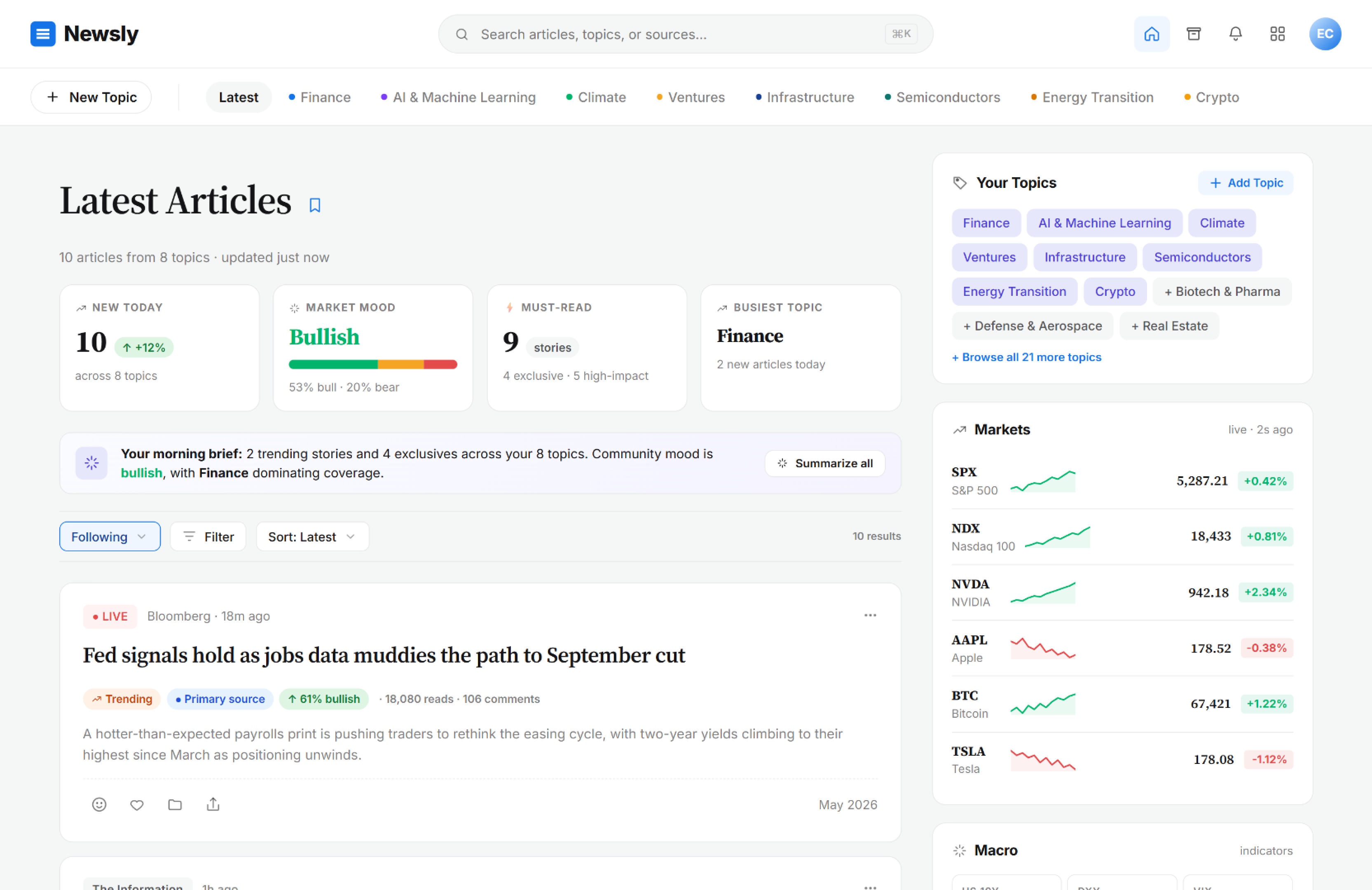 Newsly Interface