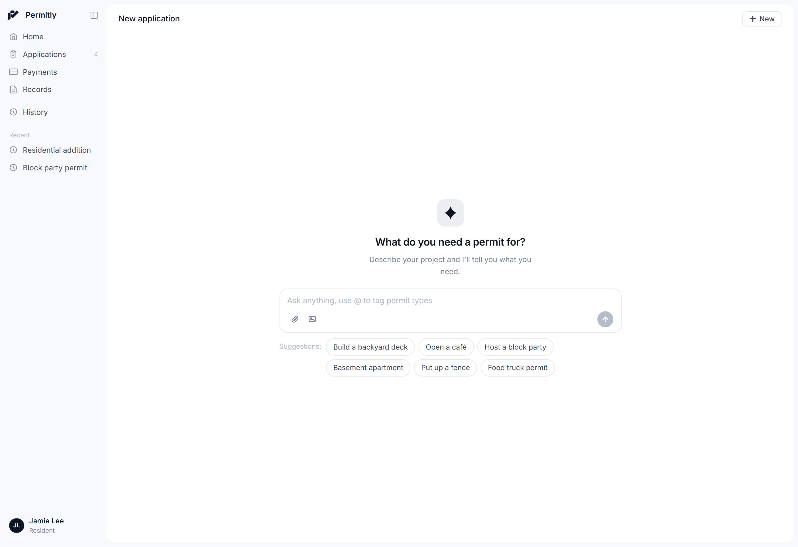 New application form