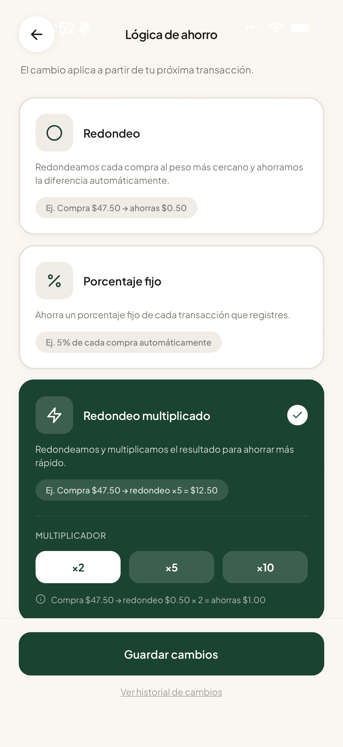 Savings Logic Screen
