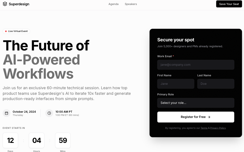 Landing Page / Event Page preview
