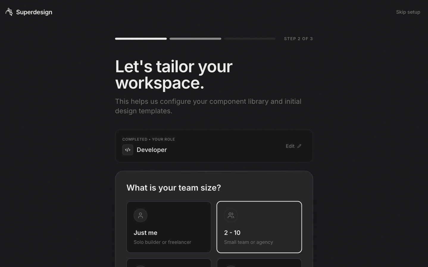 Web App / Onboarding preview