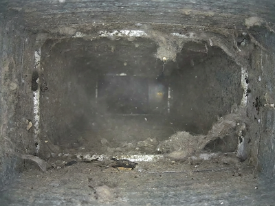 Dirty air duct before cleaning