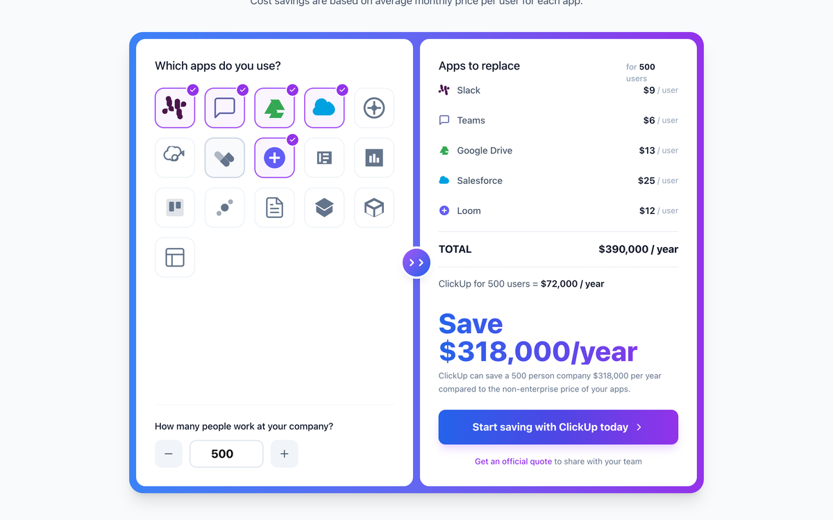 ClickUp Pricing Calculator preview