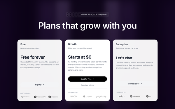 Mixpanel Pricing preview