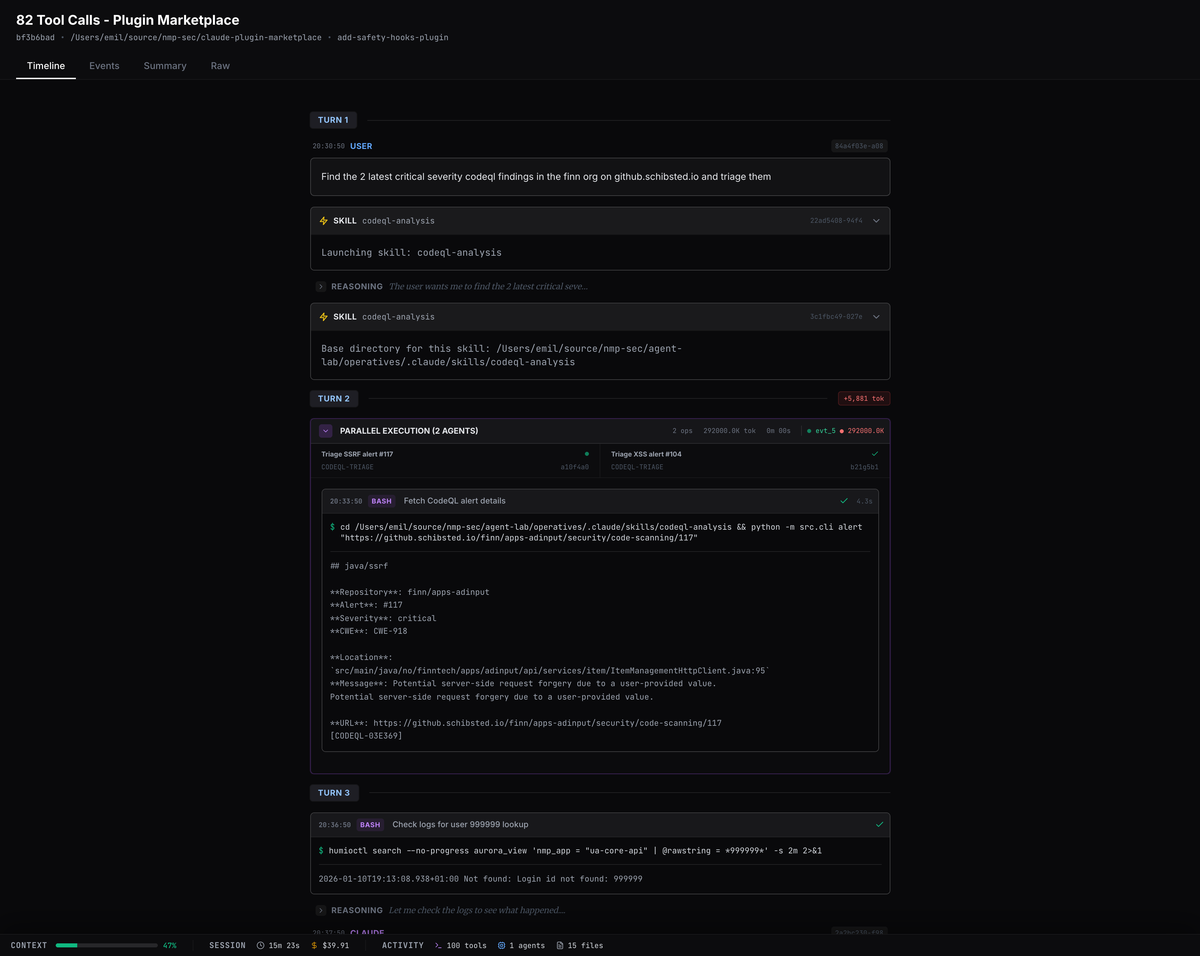 CodingAgentTraceViewer preview