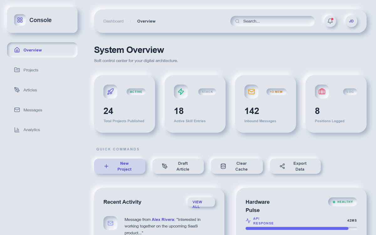 Modern Neumorphic Dashboard — Dynamic Animations preview