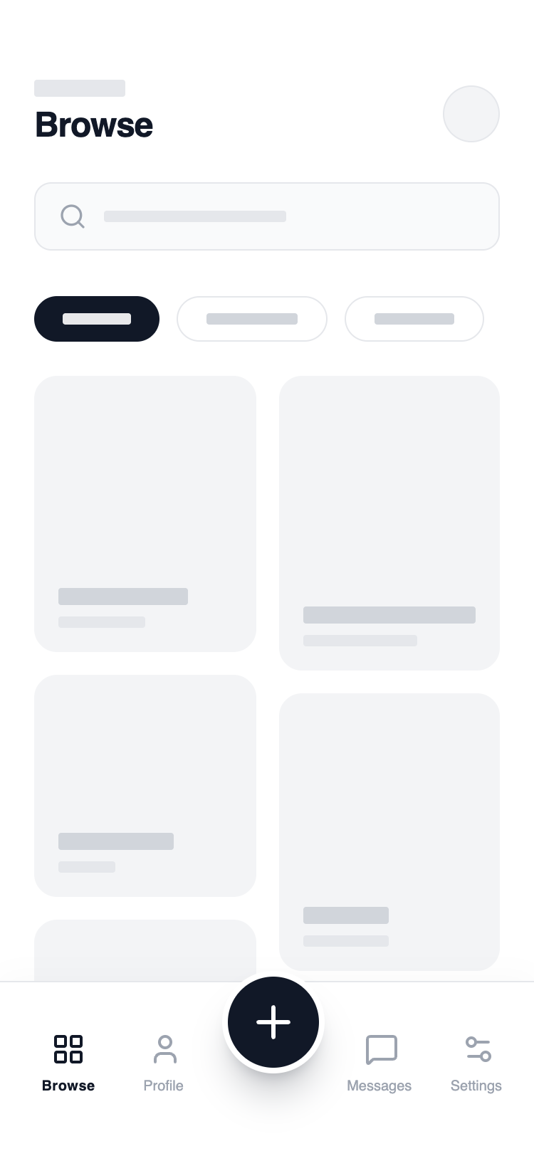 Bottom Tab Navigation — Core App Shell preview