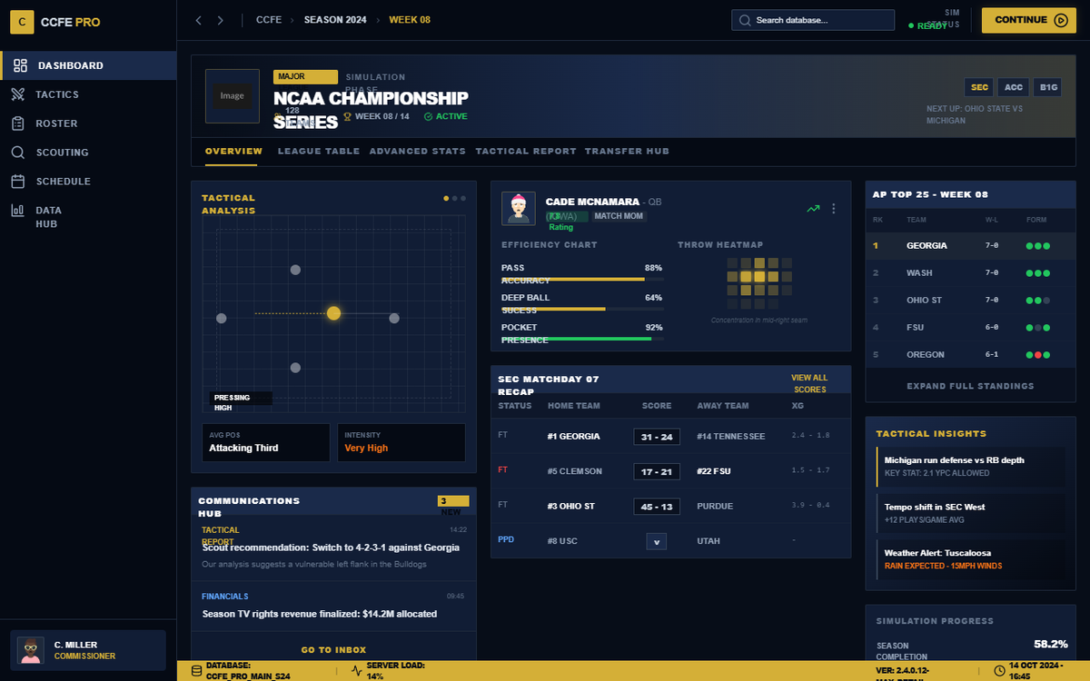 CCFE League Dashboard - Ultra Detail FM Edition preview