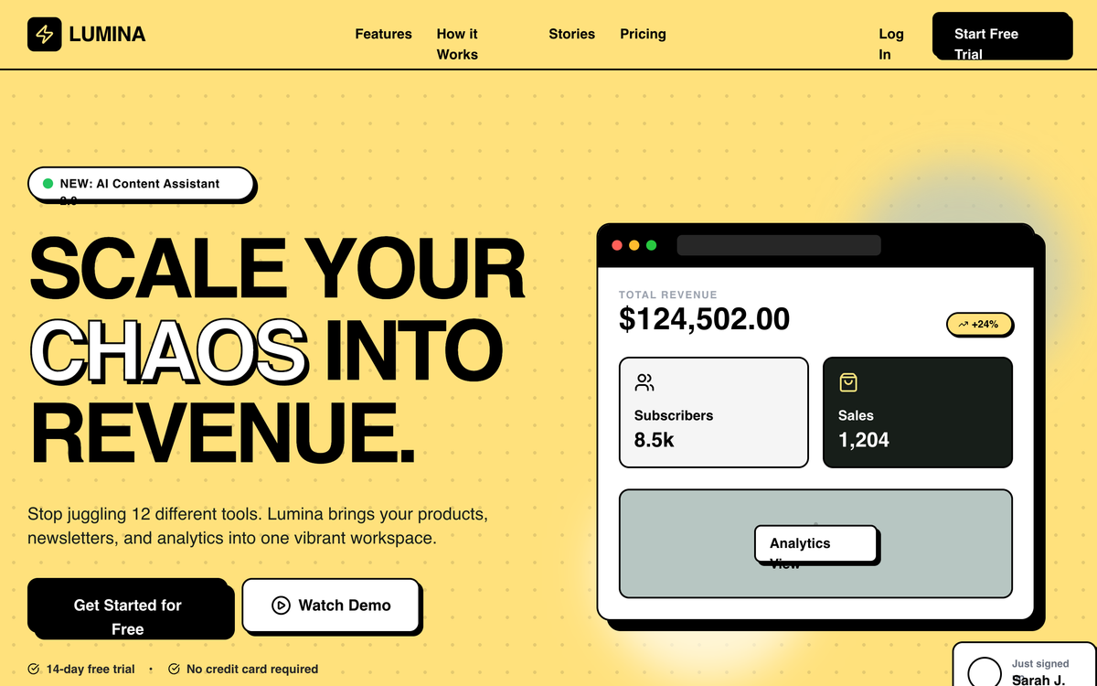 Lumina SaaS Landing Page preview