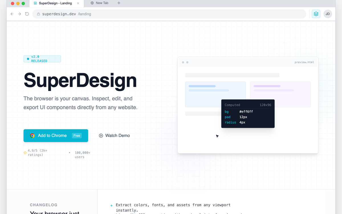 Chrome Extension Landing Page preview