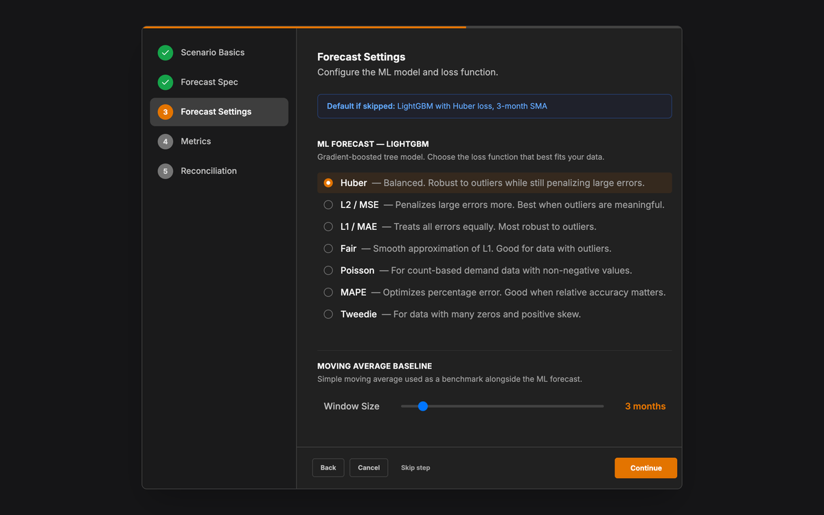Condensed Forecast Settings View preview