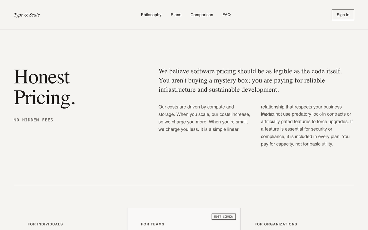 Editorial Pricing Page preview