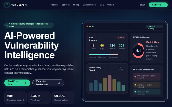 VulnGuard AI SaaS Landing Page preview