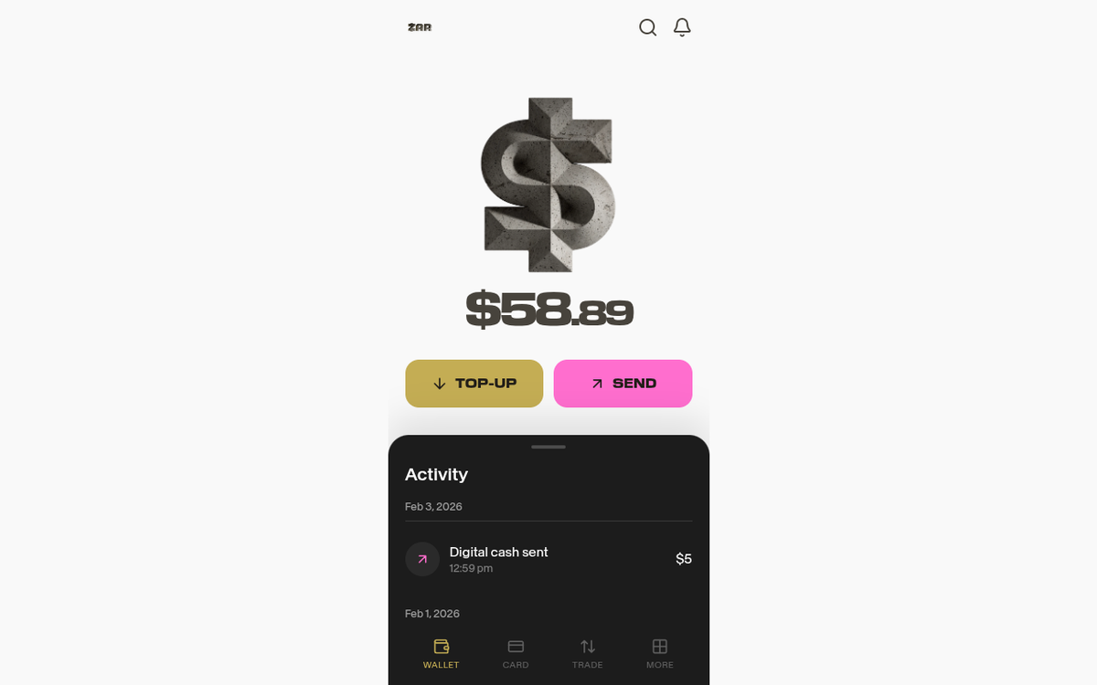 ZAR Wallet Dashboard - Exact Match preview