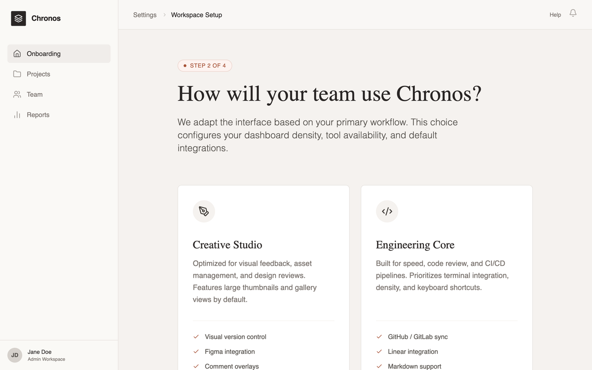 Editorial SaaS Onboarding preview