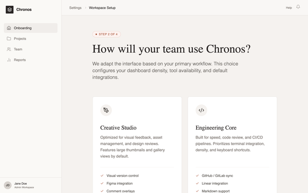 Editorial SaaS Onboarding preview