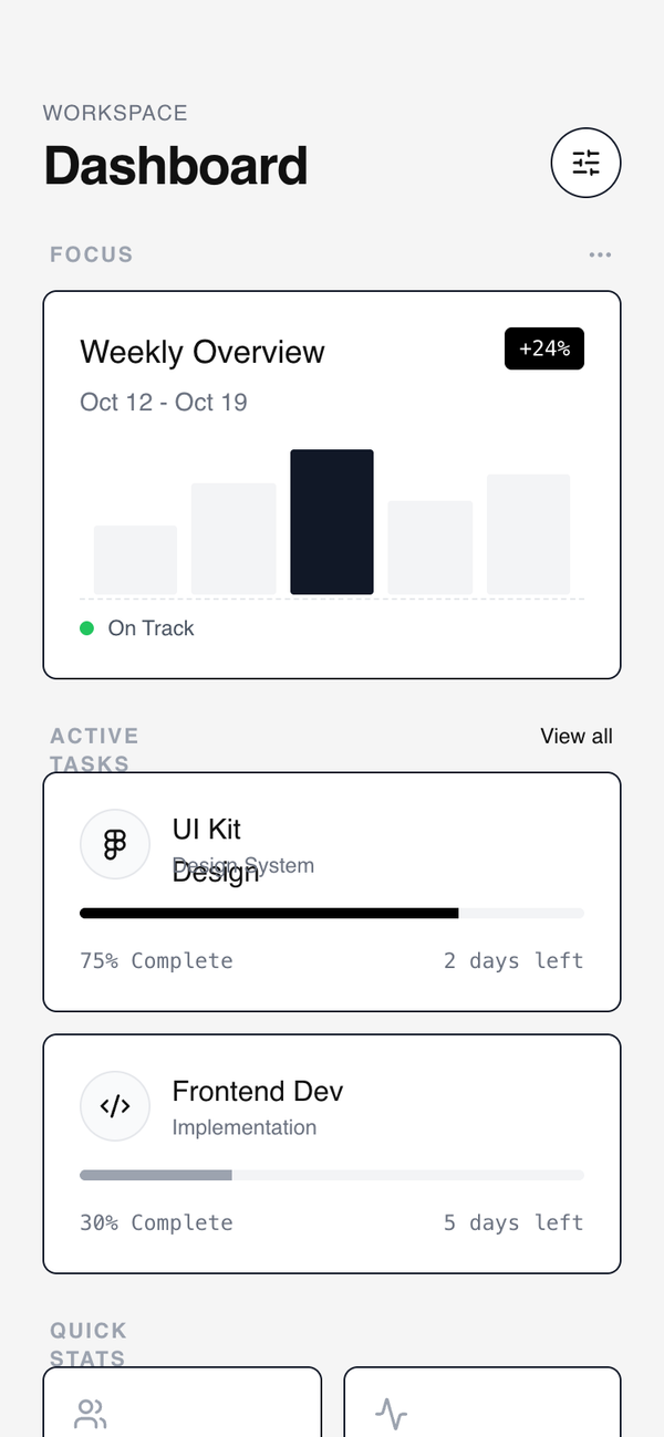 Modular Card Dashboard preview
