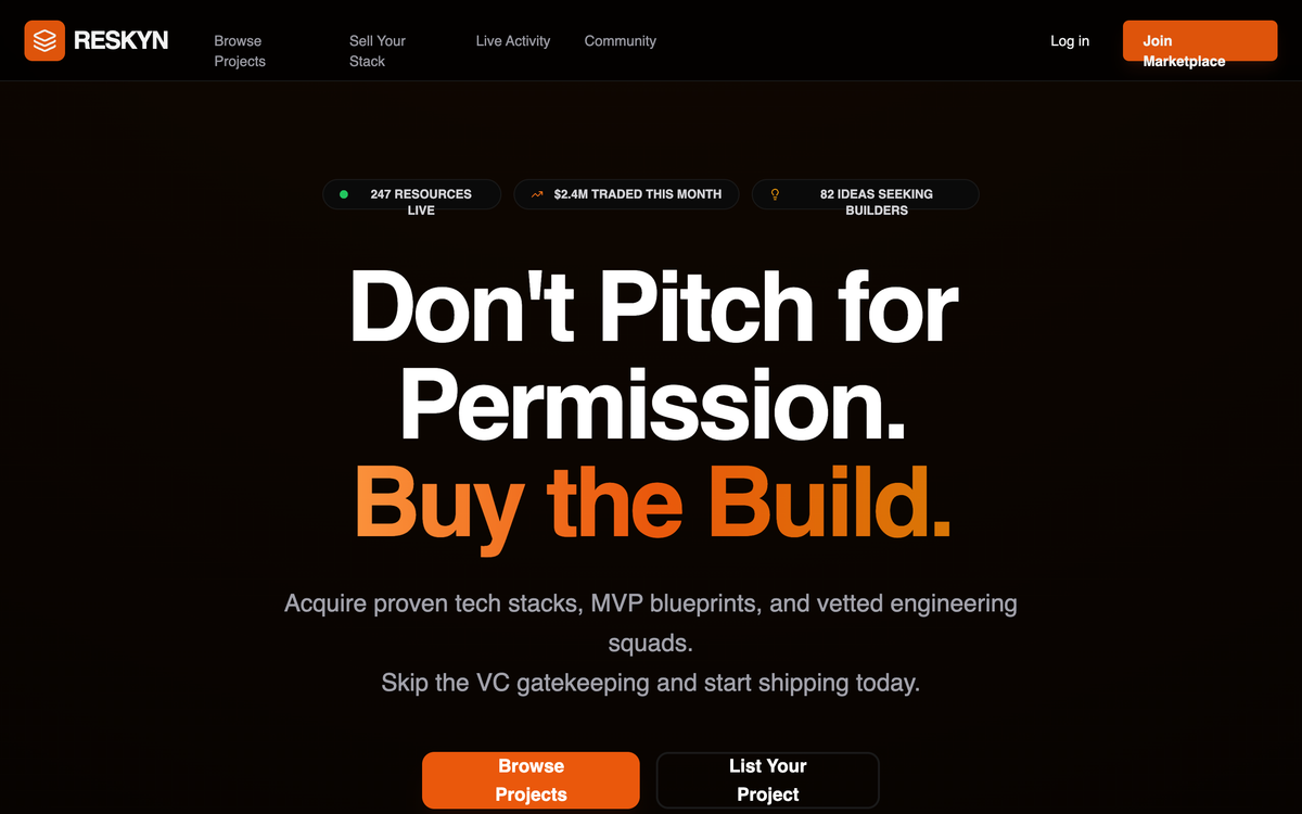 Reskyn Marketplace Homepage preview