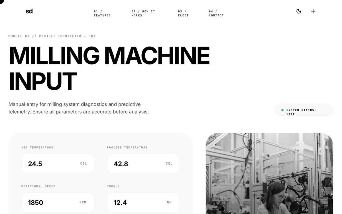 PredictAI - Milling Machine Input preview