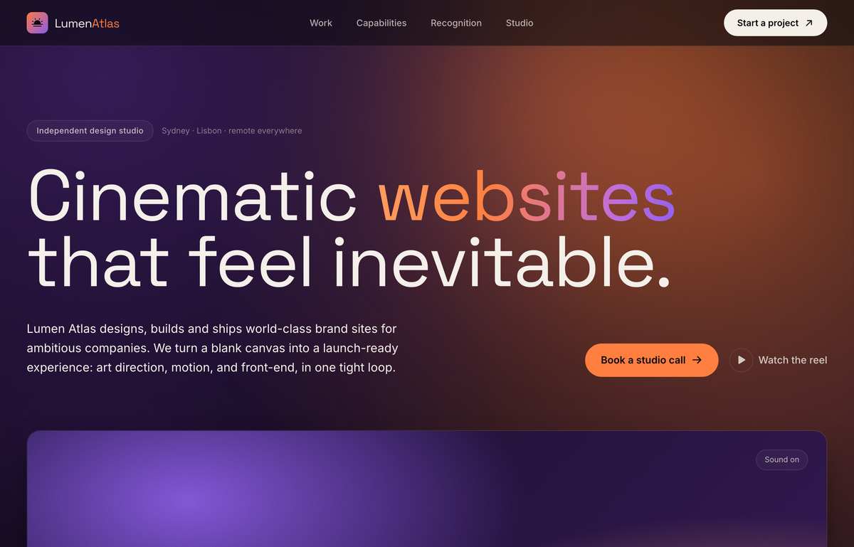 Lumen Atlas — Cinematic Websites That Feel Inevitable preview