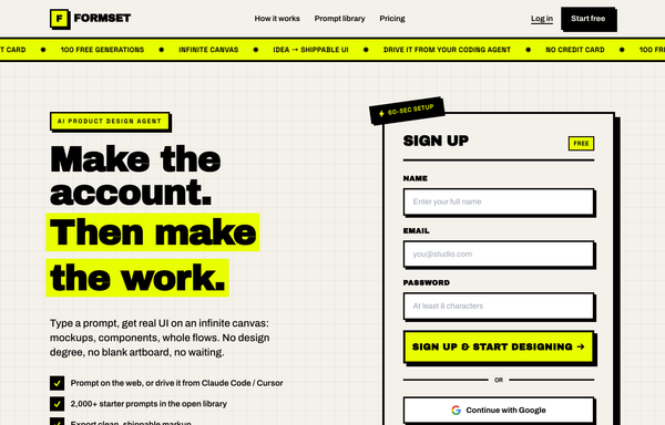 FORMSET - Make the account. Then make the work. preview