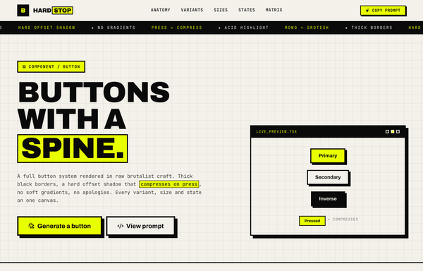 HARDSTOP - Buttons With a Spine: A Brutalist Button System preview