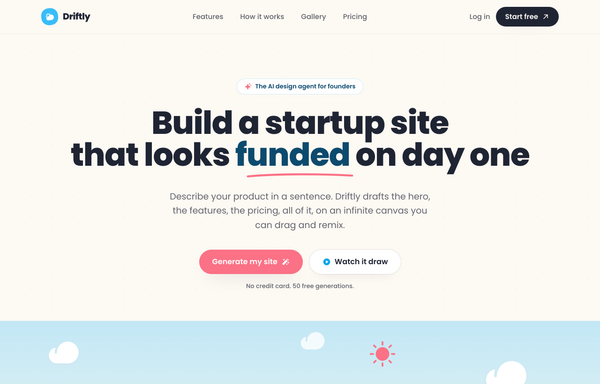 Driftly: Ship a startup site your whole team is proud of preview