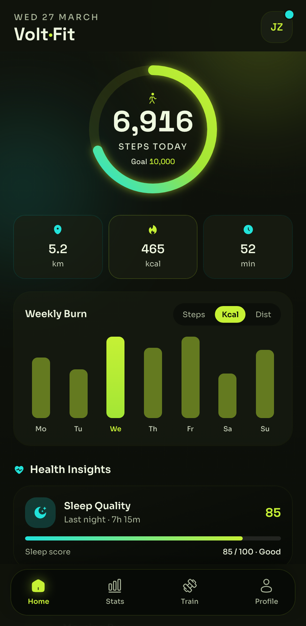 Volt - Electric-Lime Fitness Dashboard preview