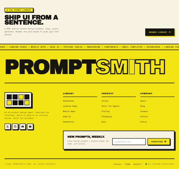 Acid-Yellow Neo-Brutalist Mega Footer preview